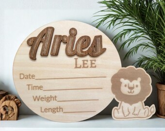 Custom Engraved Rustic Baby Name Sign | Personalized Birth Announcement Plaque | Newborn Keepsake Gift
