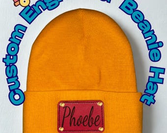 Custom Engraved Name Patch Beanie Hat