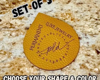 Permanent Jewelry Genuine Leather Safety Patches with Custom Logo-SET OF 3