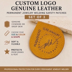 Custom Logo Genuine Leather Welding Safety Patches | Permanent Jewelry Supplies | Branding