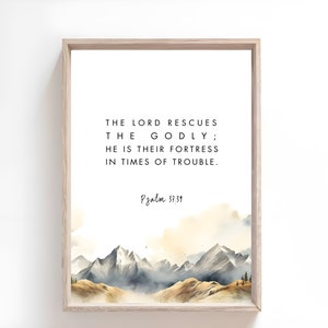 Psalm 37:39 Minimalist Scripture Printable, Psalms Verse Bible Quote Print, Wedding Gift Modern Boho, Wall Art Bible, Christian Art