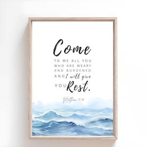 Matthew 11:28 Bible Quote Print, Minimalist Scripture Printable, Wall Art Bible Verse, Nursery Décor Christian Art, Wedding Baptism Gift