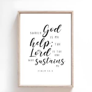 Psalm 54:4 Minimalist Scripture Printable, Psalms Verse Bible Quote Print,  Wall Art Bible, Christian Art, Wedding Gift Modern Boho