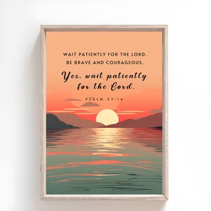 Psalm 27:14 Psalms Verse Bible Quote Print, Minimalist Scripture Printable, Wall Art Bible, Christian Art, Wedding Gift Modern Boho