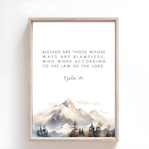 Psalm 119:1 Psalms Verse Bible Quote Print, Minimalist Scripture Printable, Wall Art Bible, Christian Art, Wedding Gift Modern Boho