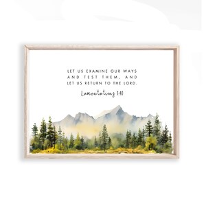 Lamentations 3:40 Modern Minimalist Bible Verse Wall Art, Christian Scripture, Jesus Christ Bible Prints, Gifts for Wedding Baptism Download