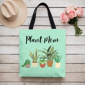 Plant tote bag, Plant Mom Tote Bag, Gift for Plant Lover, Reusable Shopping bag