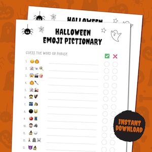 EMOJI PICTIONARY HALOWEEN | Emoji Pictionary | Halloween | Pictionary | Instant Download | Digital Download | Kids Halloween | Emoji