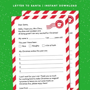 Carta a Papá Noel / Carta de Papá Noel / Lista de Navidad / Querido Papá Noel / Descarga instantánea / Carta de Royal Mail a Papá Noel