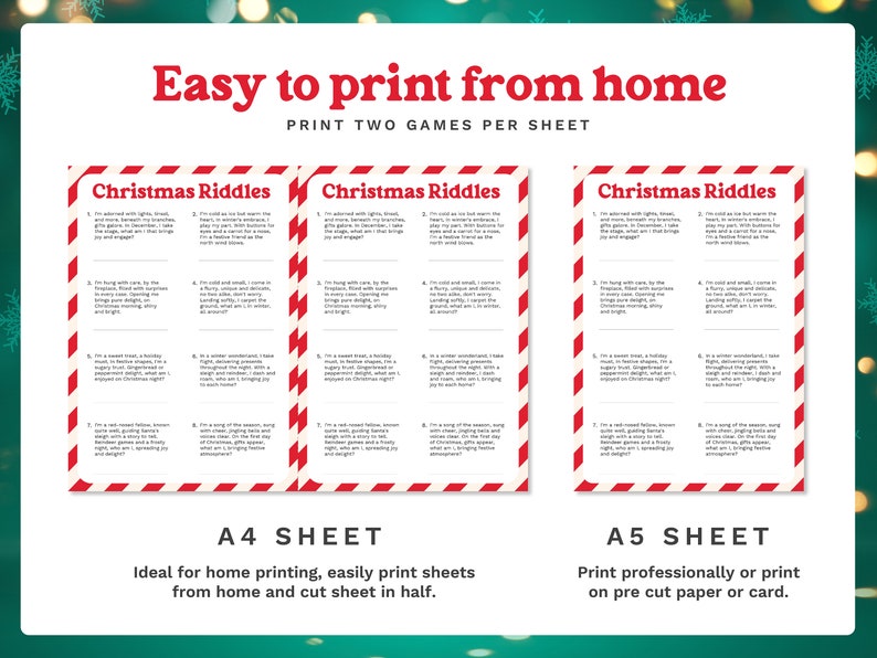 Christmas Riddles Game | Fun Holiday Party (digital Download) - Etsy