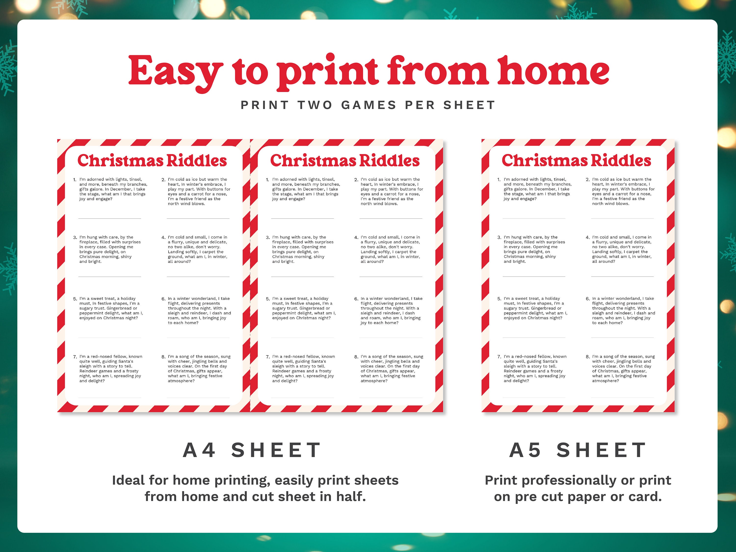 Christmas Riddles Game | Fun Holiday Party (digital Download) - Etsy