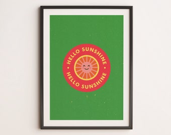Hello Sunshine Art Print | Playroom Decor, Kids Illustration