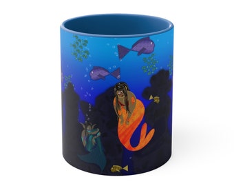 11oz Mermaid Mug, Mermaid Coffee Mug, Beautiful Coffee Mug, Super Cool Mermaid Coffee Mug, 11oz Mug