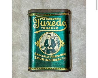 Vintage Advertising Tuxedo Fat Concave Tobacco Tin Vertical Pocket Tin