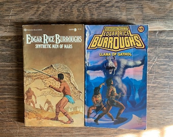 Burroughs Martian Tales: 2 vintage Science Fiction paperback books #10 Llana of Gathol 1979 and #9 Synthetic Men of Mars 1978 * ships free
