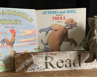 Bill Peet's Final Two Books: Jethro & Joel were a Troll (1987) and Cock-A-Doodle Dudley (1990) BOTH 1st Editions with full number line H/C