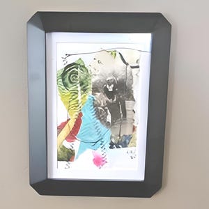 Abstract Wall Art 3D Mixed Media Artwork Modern Home Decor Framed Collage Contemporary Unique Handmade Colorful Geometric Office Art