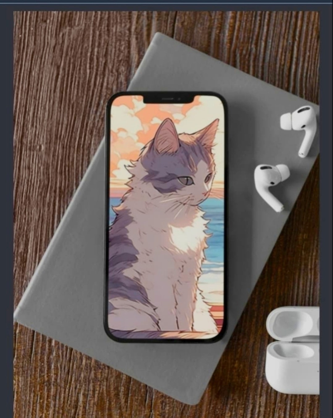 Anime Cat Phone Wallpaper Anime Cat Gift for Cat Lovers Phone ...