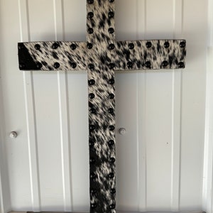 Cowhide Rustic Western Custom Cross Home Decor Rustic Wall Cowhide Religious Cross Home Decor Christian Home Decoration Western Cross Gift