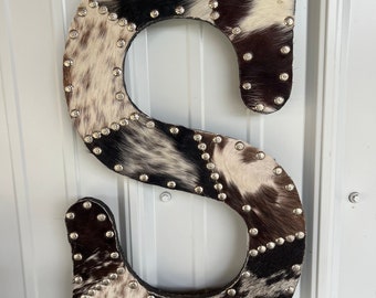 18”Custom Handmade Rustic Western Cowhide Letters Home Decor Wall Decoration Unique Rustic Cowhide Home Decor Unique Rustic initial