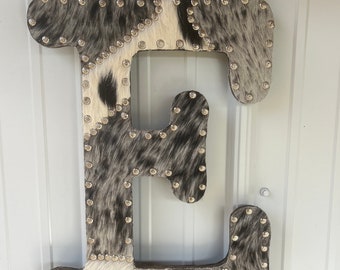 18”Custom Handmade Rustic Western Cowhide Letters Home Decor Wall Decoration Unique Rustic Cowhide Decor Unique Rustic initial