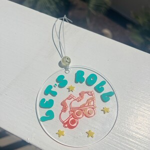 Let’s roll car charm | roller skating car decoration  | Rearview Mirror Tag | Cute Car Charm | Car Decoration