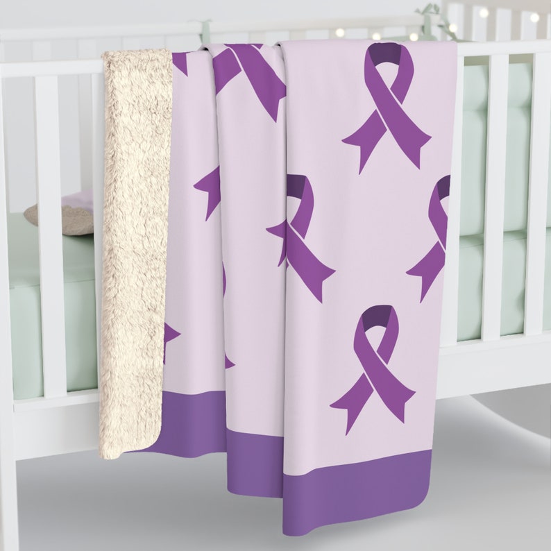 Epilepsy Blanket, Purple Ribbon Awareness Blanket, Crohns Awareness Blanket, Peace Love Cure