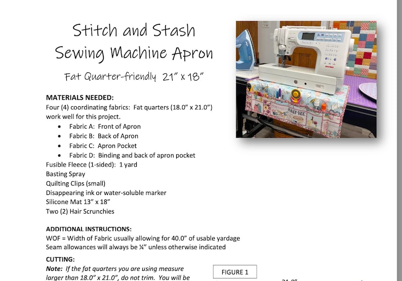 PDF Pattern Stitch and Stash Sewing Machine Apron Quilt Pattern PDF Download Etsy