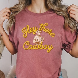 Hey There Cowboy Tee, Vintage Logo Shirt for Men and Women, Western T Shirt
