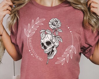 Memento Mori Thoughtful Stoic Gift, Remember to Die T Shirt, Skull and Rose Tee, Stoicism Tshirt, Amor Fati Philosophy