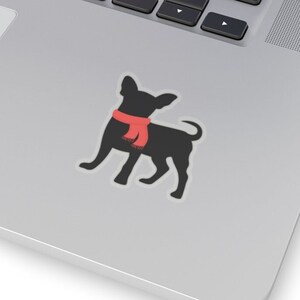 Adorable Chihuahua Red Scarf Sticker, Winter Holiday Gift for Dog Lover and Chihuahua Moms, Stocking Stuffer