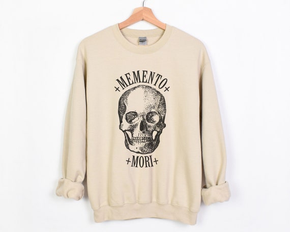 Memento Mori Skull Sweatshirt, Gildan18000, Vintage Design, Momento Mori Skull, Spooky Season, Halloween Gift, Gift for Her or Him