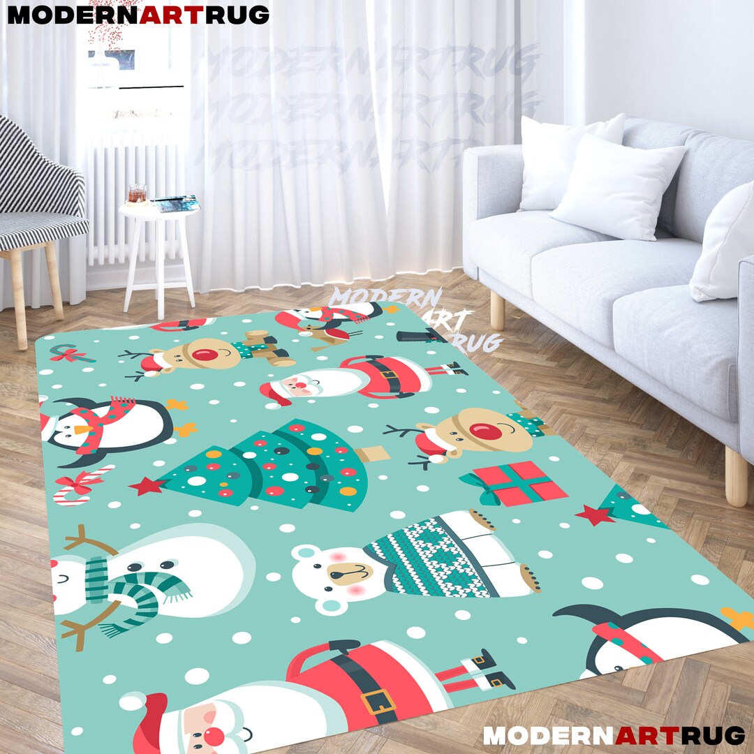 Christmas Rug Christmas Santa Rug Merry Chrismast Rug Etsy