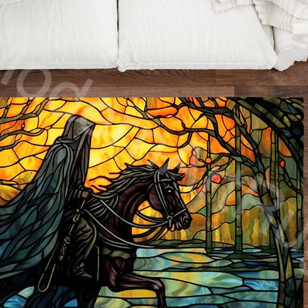 Middle Earth Rug - Black Riders of the Nine - Cotton MTG Rug Carpet - 4 x 6 feet, MTG Gifts, Magic The Gathering Gifts, Stitched Rug