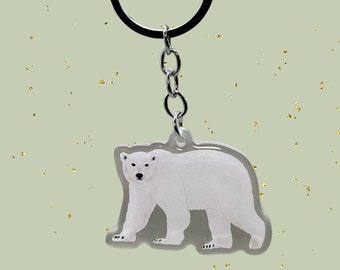 Polar Bear Keychains | Original Hand Drawn Art Design | Zoo Animals | Cute Charms | Arctic | Winter | Snow | Antartica | Bears | Unique