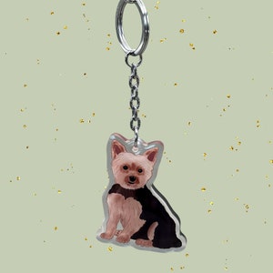 Brown Yorkie Yorkshire Terrier Keychains | Dog Breed Acrylic Keychains | Hand Drawn Art Design | Pet Memorial Gift | Small Dog | Kawaii