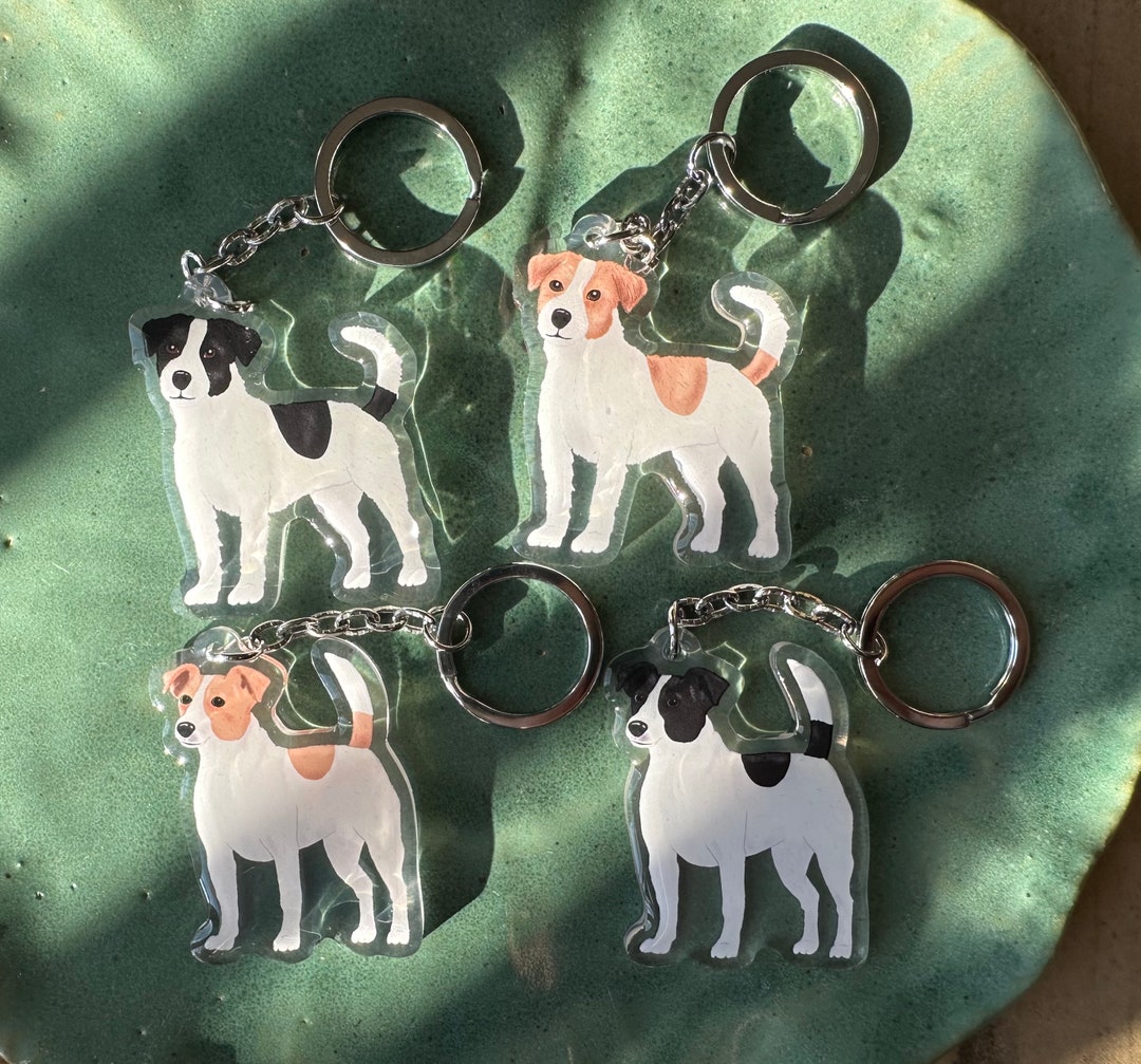 Jack Russell Terrier Keychains Dog Breed Acrylic Keychains Etsy