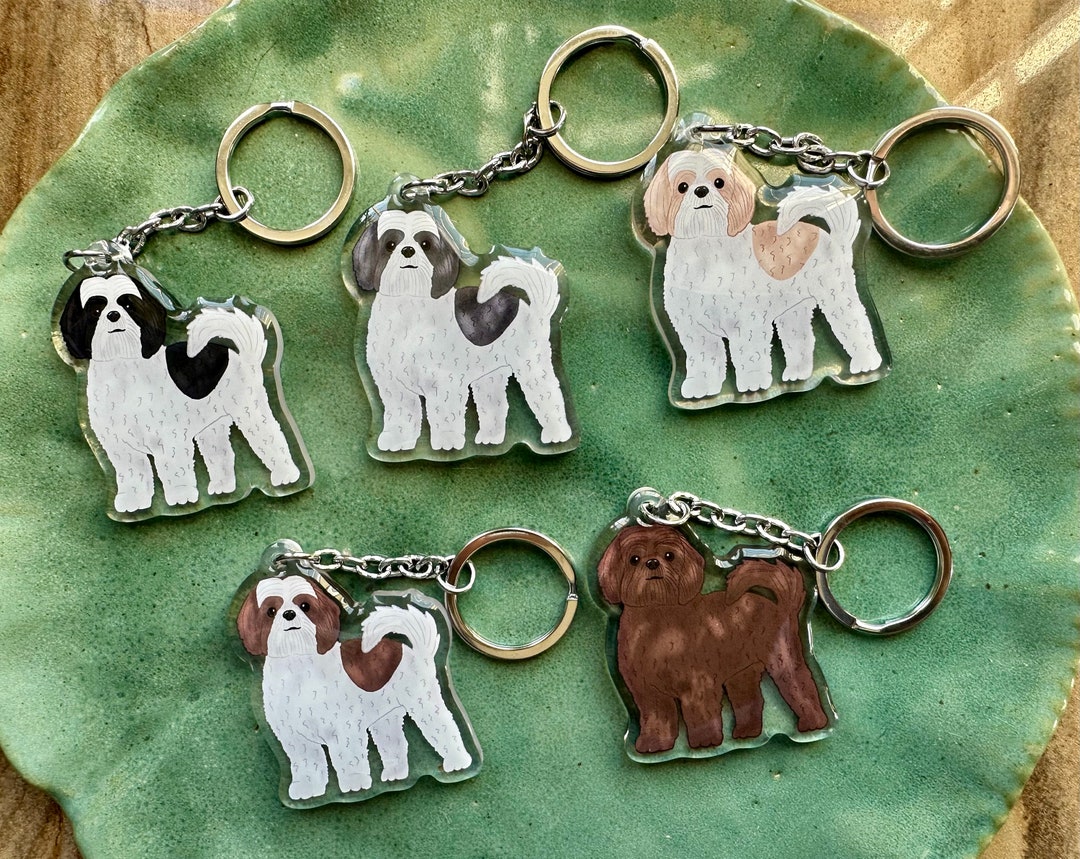 Shih Tzu Keychains Dog Breed Acrylic Keychains Original Hand Drawn Art