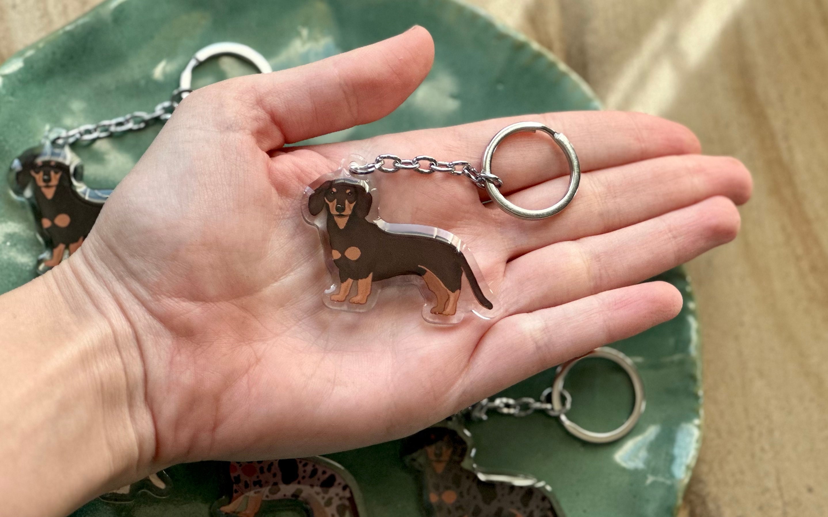 Black & Tan Dachshund Keychain Dog Breed Acrylic Keychains Original Art ...