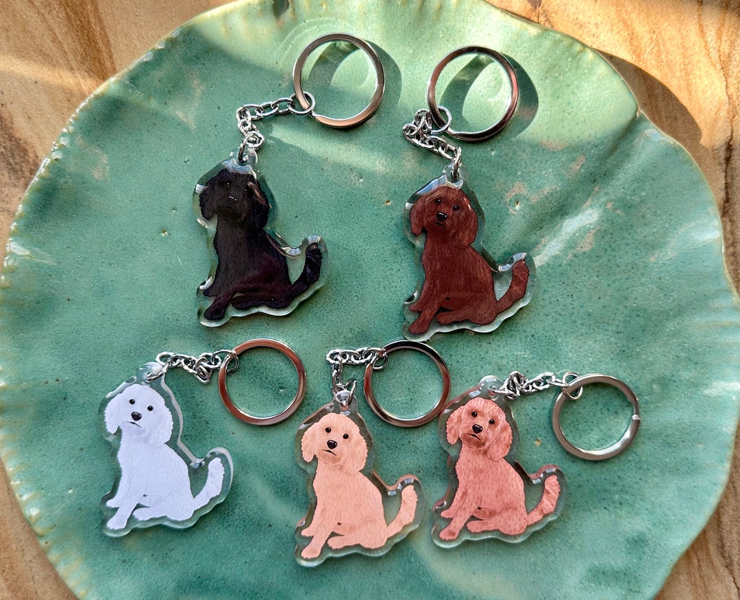 Toy Poodle Keychains Dog Breed Acrylic Keychains Original Hand Drawn