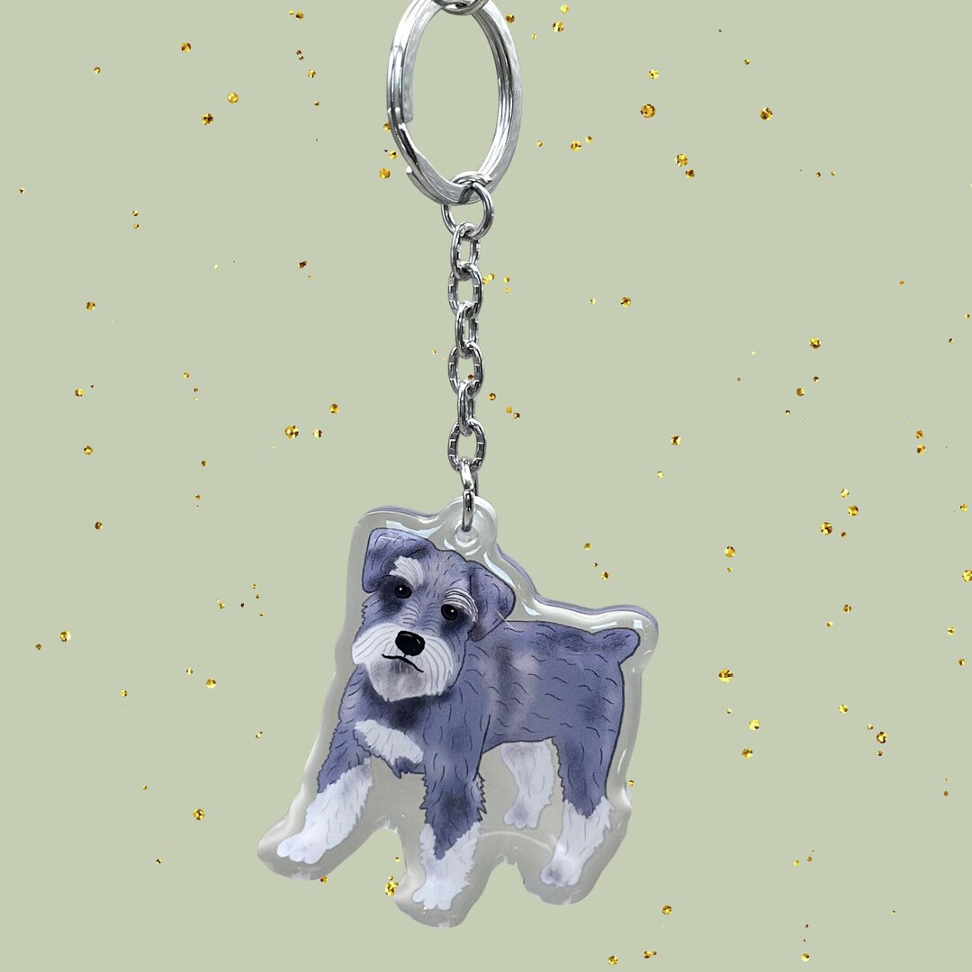 Salt & Pepper Schnauzer Keychains Dog Breed Acrylic Keychains Cute Art