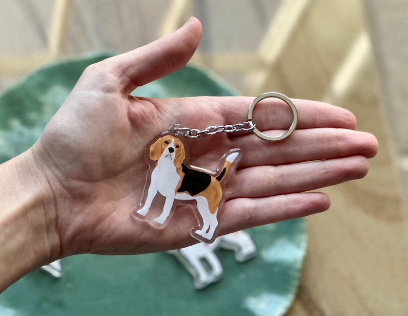 Beagle Keychains Dog Breed Acrylic Keychains Original Hand Drawn Art