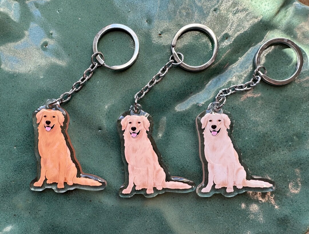 Golden Retriever Keychains Dog Breed Acrylic Keychains Etsy