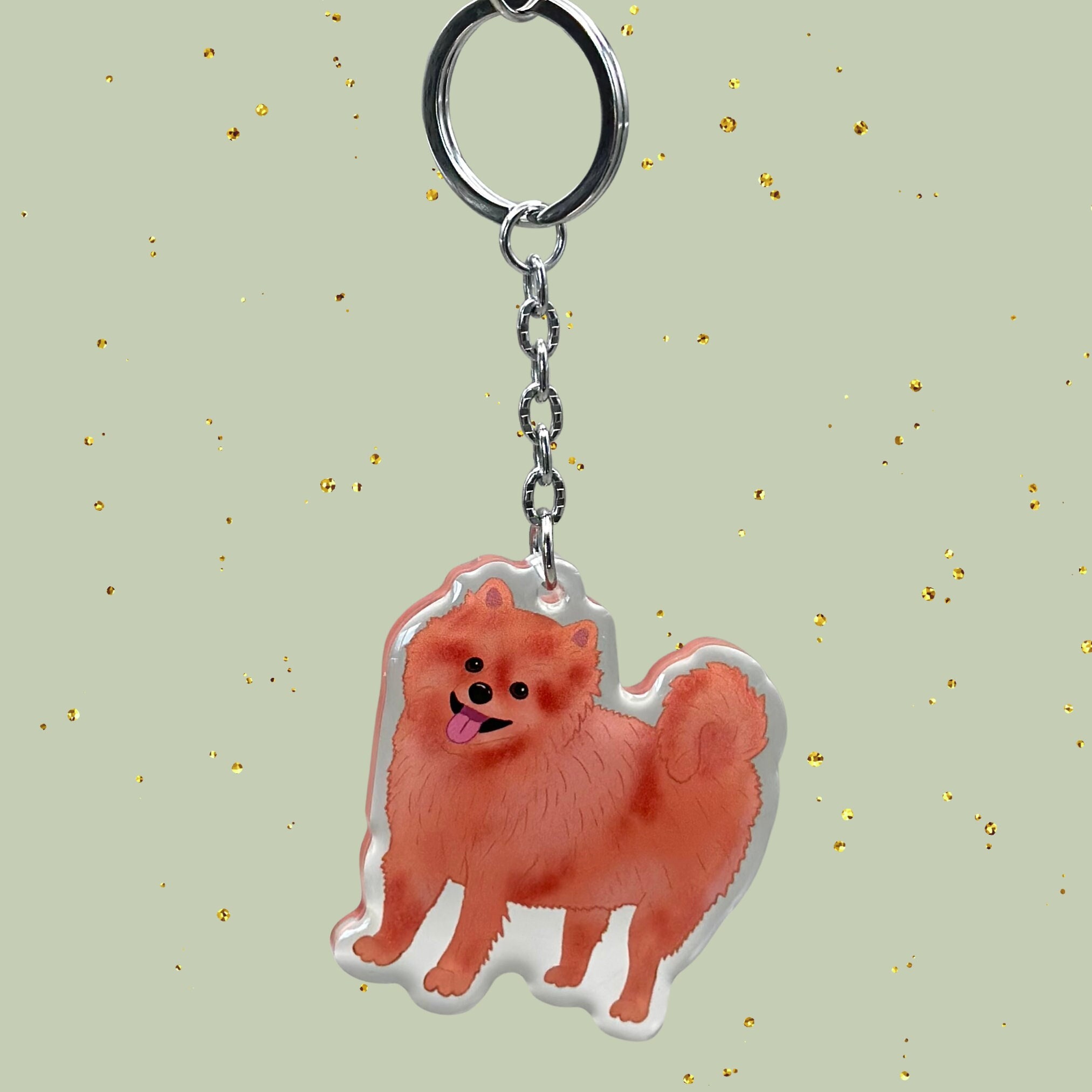 Red Pomeranian Keychains Dog Breed Acrylic Keychains Original Hand