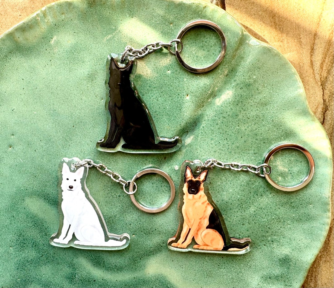 German Shepherd Keychains Dog Breed Acrylic Keychains Etsy