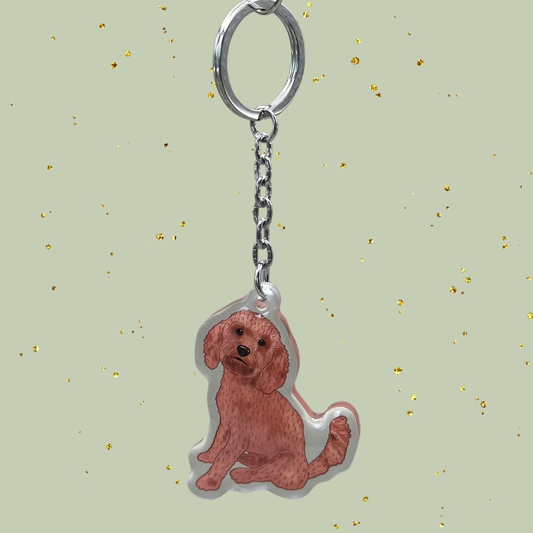 Red Toy Poodle Keychains Dog Breed Acrylic Keychains Original Hand