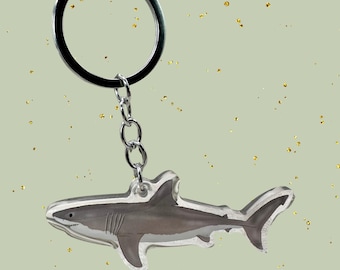 Great White Shark Keychains 3" | Hawaiian Animal| Cute Art Charm | Ocean Sea Jaws | Sharks Unique Fish | Creative Gift | Marine Beach Coast