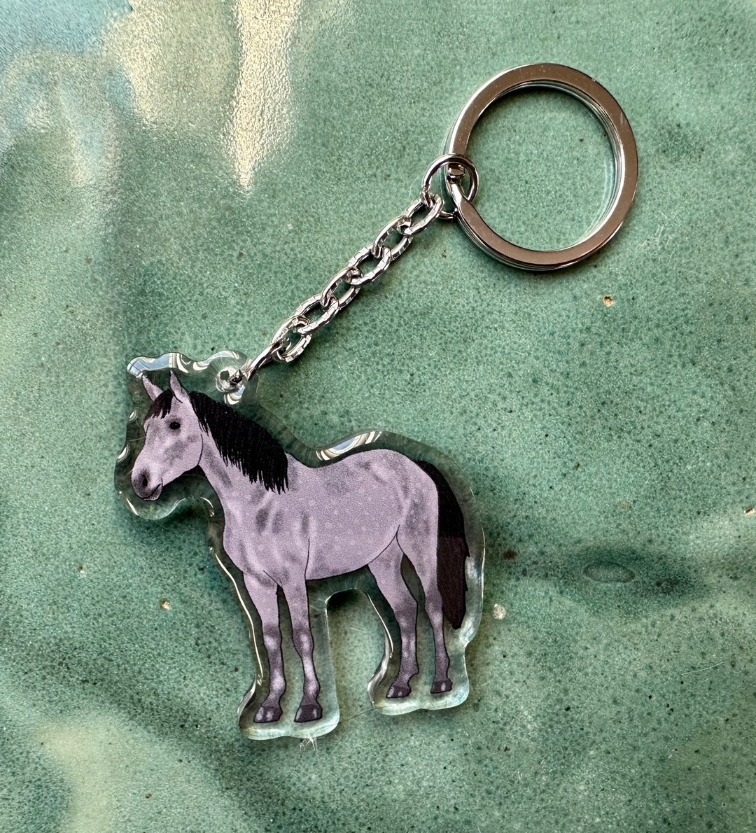 Gray Horse Keychains Horse Keychains Original Hand Drawn Etsy