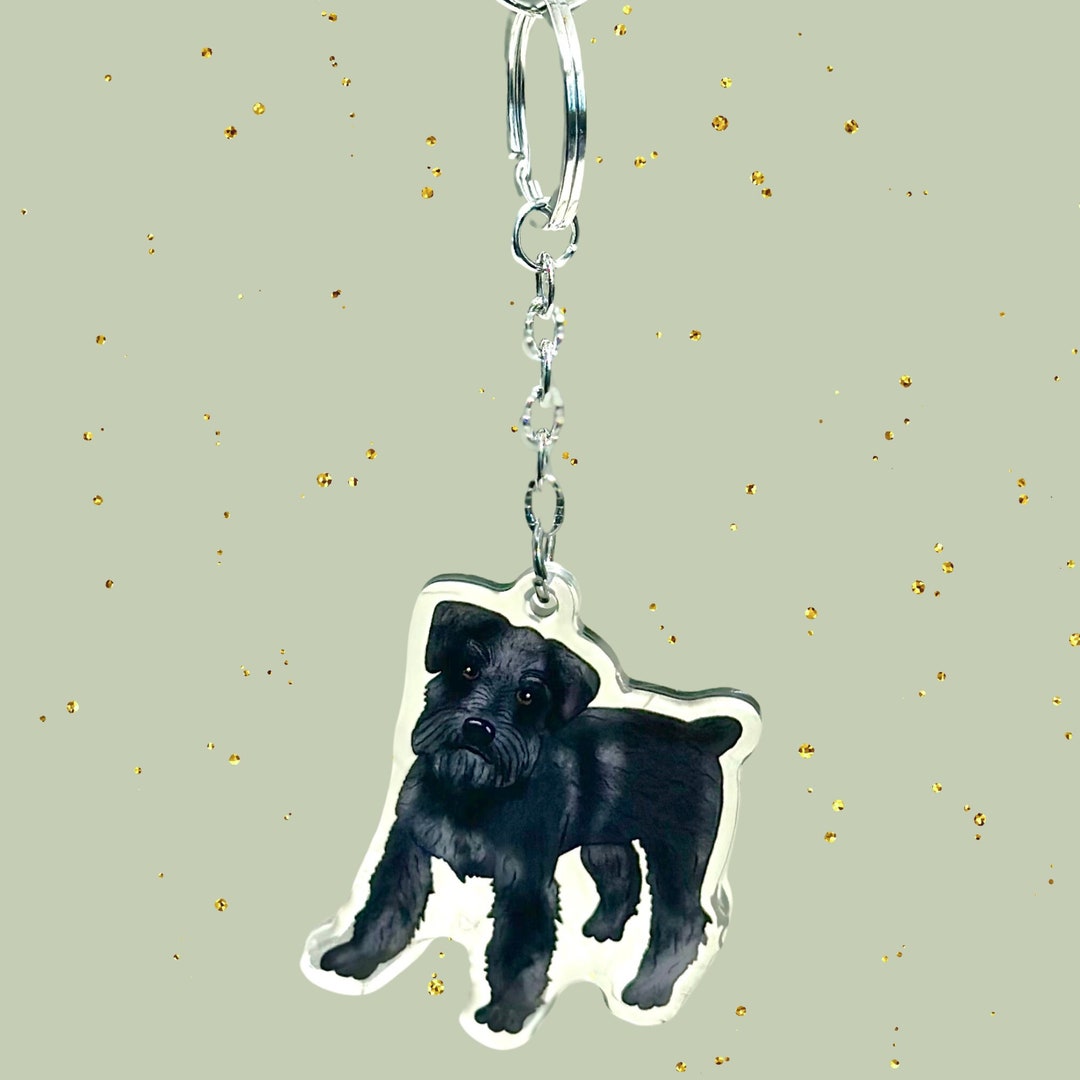 Black Schnauzer Keychains Dog Breed Acrylic Keychains Original Hand