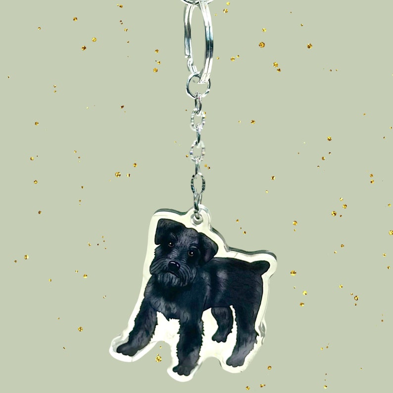 Black Schnauzer Keychains Dog Breed Acrylic Keychains Original Hand